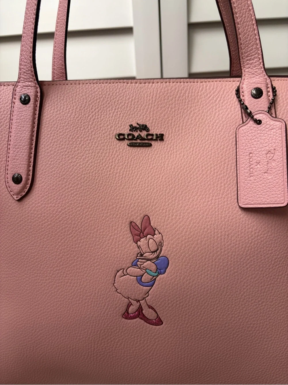 Coach Pink Daisy Tote with Daisy Duck Motif